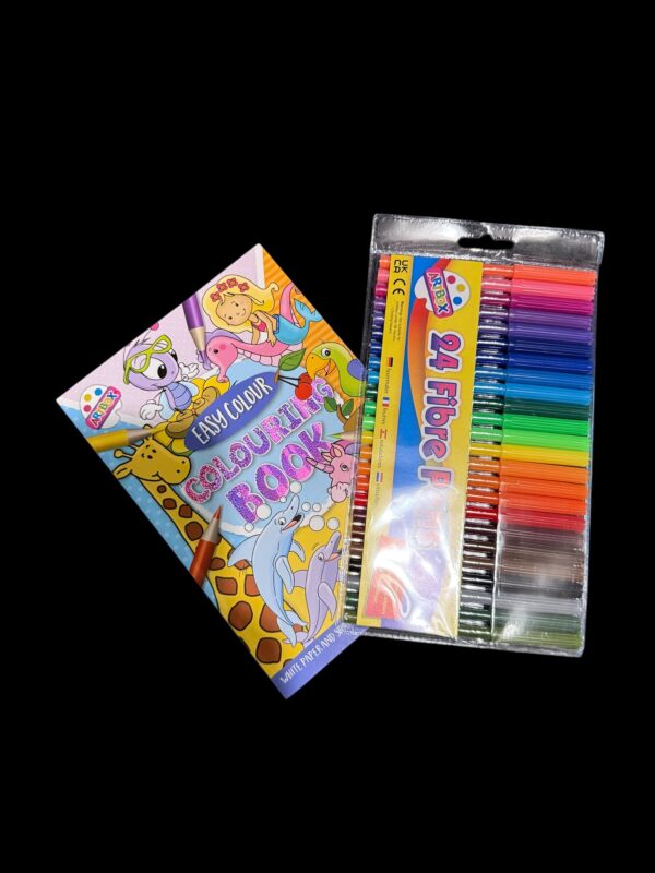 Bundle - Blue Animal Colouring Book, 24 Felt Pens